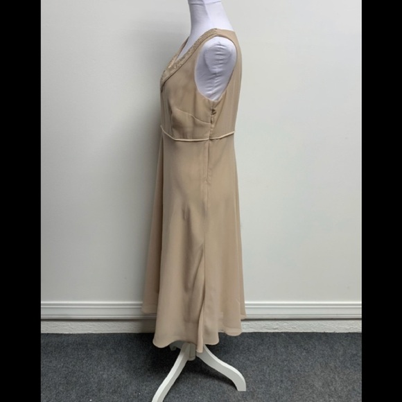 LE BOS | Size 10 | Champagne Embellished Sleeveless Dress & Sheer Jacket NWT - Picture 7 of 15